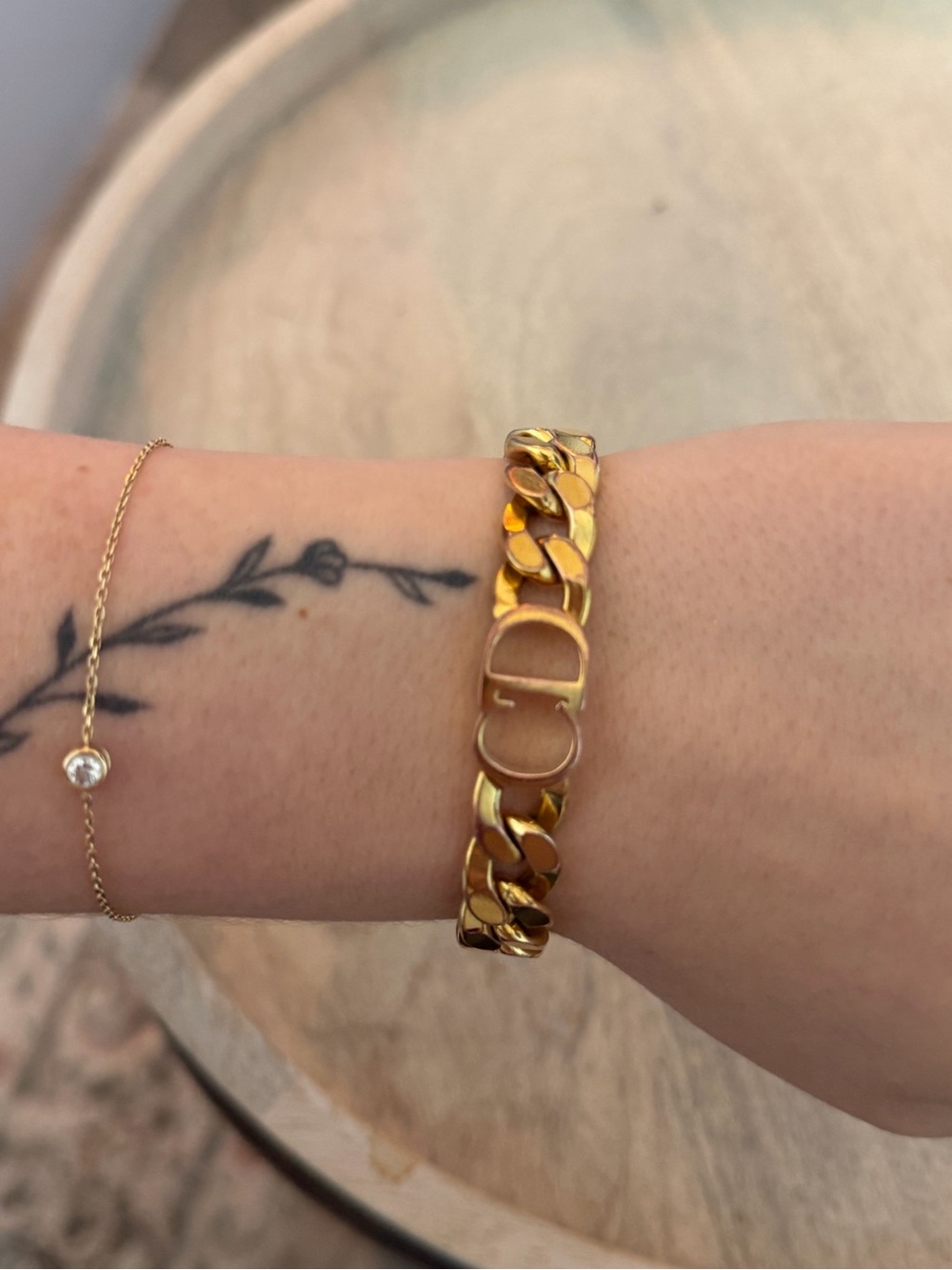 Authentic Dior CD Logo Chain Bracelet Gold Tone Danseuse Etoile - Picture 7 of 7